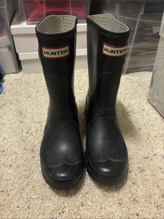 Hunter Shoes - Hunter Black Waterproof Rain Boots with Logo